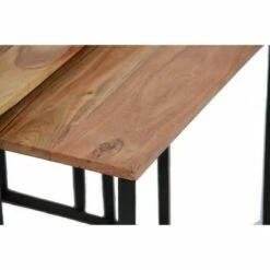 Set of 3 Wooden Nesting Coffee End Tables with Metal Base Brown/Black - The Urban Port -Coffee Tables Elegant store unnamed file 697