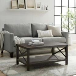 Sophie Rustic Farmhouse X Frame Coffee Table - Saracina Home Dark Walnut -Coffee Tables Elegant store unnamed file 74