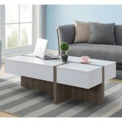 Odelia Coffee Table White/Brown - miBasics