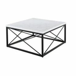 Skyler Marble Top Square Cocktail Table White/Black - Steve Silver Co. -Coffee Tables Elegant store unnamed file 793