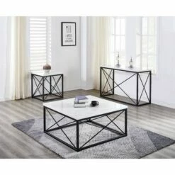 Skyler Marble Top Square Cocktail Table White/Black - Steve Silver Co. -Coffee Tables Elegant store unnamed file 794