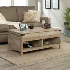 Bridge Acre Rustic Farmhouse Lift Top Coffee Table - Sauder Mystic Oak