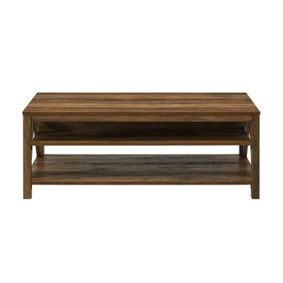 Taylen A Frame Farmhouse Open Storage Coffee Table - Saracina Home Dark Walnut/white Oak 4 Taylen A Frame Farmhouse Open Storage Coffee Table - Saracina Home Dark Walnut/white Oak - Image 2