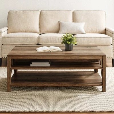 Taylen A Frame Farmhouse Open Storage Coffee Table - Saracina Home Dark Walnut/white Oak 5 Taylen A Frame Farmhouse Open Storage Coffee Table - Saracina Home Dark Walnut/white Oak - Image 3