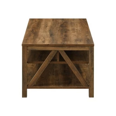Taylen A Frame Farmhouse Open Storage Coffee Table - Saracina Home Dark Walnut/white Oak 6 Taylen A Frame Farmhouse Open Storage Coffee Table - Saracina Home Dark Walnut/white Oak - Image 4