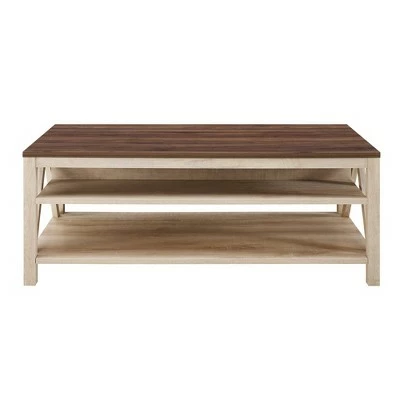Taylen A Frame Farmhouse Open Storage Coffee Table - Saracina Home Dark Walnut/white Oak 8 Taylen A Frame Farmhouse Open Storage Coffee Table - Saracina Home Dark Walnut/white Oak - Image 6
