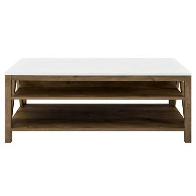Taylen A Frame Farmhouse Open Storage Coffee Table - Saracina Home Dark Walnut/white Oak 9 Taylen A Frame Farmhouse Open Storage Coffee Table - Saracina Home Dark Walnut/white Oak - Image 7