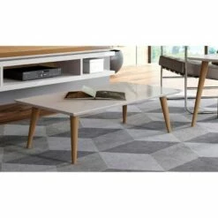 11.81" Utopia High Rectangle Coffee Table with Splayed Legs - Manhattan Comfort Off-white