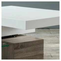 Bridgetown Rectangular Rotatable Coffee Table w/ Glass Glossy White/Oak - Christopher Knight Home
