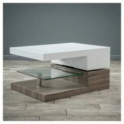 Bridgetown Rectangular Rotatable Coffee Table w/ Glass Glossy White/Oak - Christopher Knight Home 7 Bridgetown Rectangular Rotatable Coffee Table w/ Glass Glossy White/Oak - Christopher Knight Home -Coffee Tables Elegant store unnamed file 877