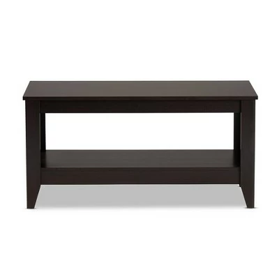 Elada Wenge Wood Coffee Table Dark Brown - Baxton Studio 3 Elada Wenge Wood Coffee Table Dark Brown - Baxton Studio