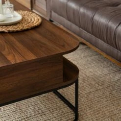 Contemporay 1 Drawer Curved Coffee Table - Saracina Home Rustic Oak -Coffee Tables Elegant store unnamed file 918