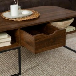 Contemporay 1 Drawer Curved Coffee Table - Saracina Home Rustic Oak -Coffee Tables Elegant store unnamed file 920