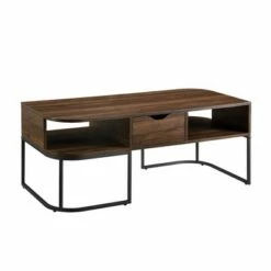 Contemporay 1 Drawer Curved Coffee Table - Saracina Home Rustic Oak -Coffee Tables Elegant store unnamed file 924