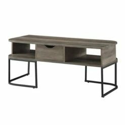 Contemporay 1 Drawer Curved Coffee Table - Saracina Home Rustic Oak -Coffee Tables Elegant store unnamed file 925