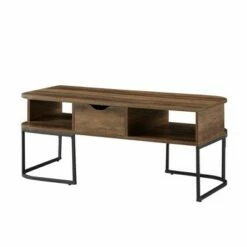 Contemporay 1 Drawer Curved Coffee Table - Saracina Home Rustic Oak -Coffee Tables Elegant store unnamed file 926
