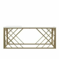Bradshaw Modern Rectangular Coffee Table White/Gold - CosmoLiving by Cosmopolitan