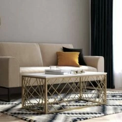 Bradshaw Modern Rectangular Coffee Table White/Gold - CosmoLiving by Cosmopolitan -Coffee Tables Elegant store unnamed file 994